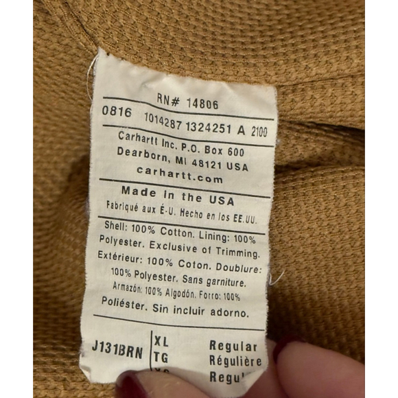 Vintage Carhartt J131 BRN Hooded Duck Jacket Sz XL USA Made Union Quilted Lined - Picture 7 of 9